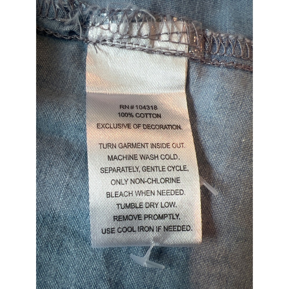 Harlow & Rose Womens Blue Floral Embroidered Cold Shoulder Denim Dress Size M - Picture 4 of 6